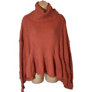 Free People Apricot Women Oversized Layer Cake Sweater Size Small Cowl Neck Boho
